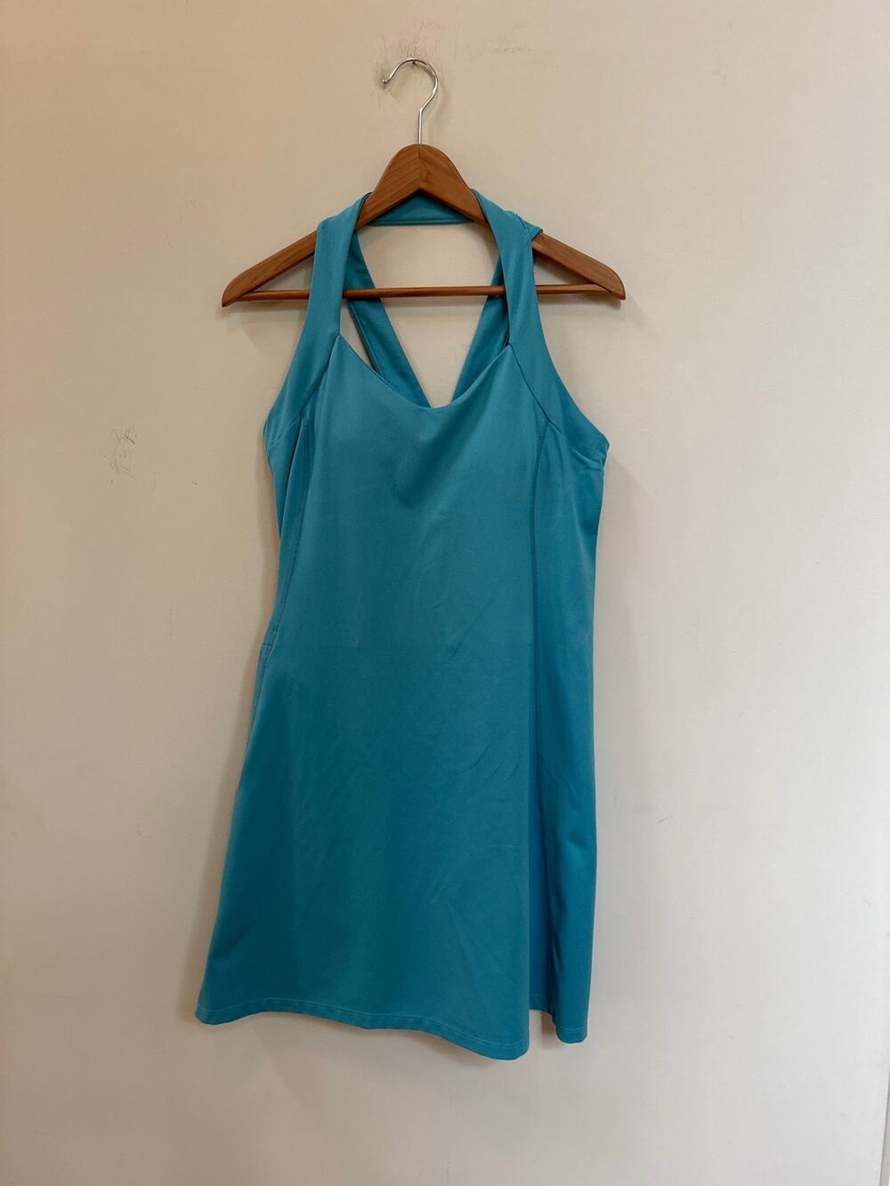 Title Nine Racerback Athletic Dress Zipper Pocket Medium Teal Blue Sleeveless